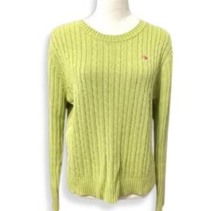 Duck Head Pullover Sweater Long Sleeve Cable Knit Embroidered Logo Green Medium
